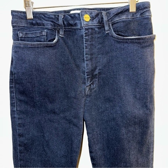 Frame Le One Skinny Leg Keller High Rise Super Stretch Dark Wash Jean 2 - Picture 3 of 13